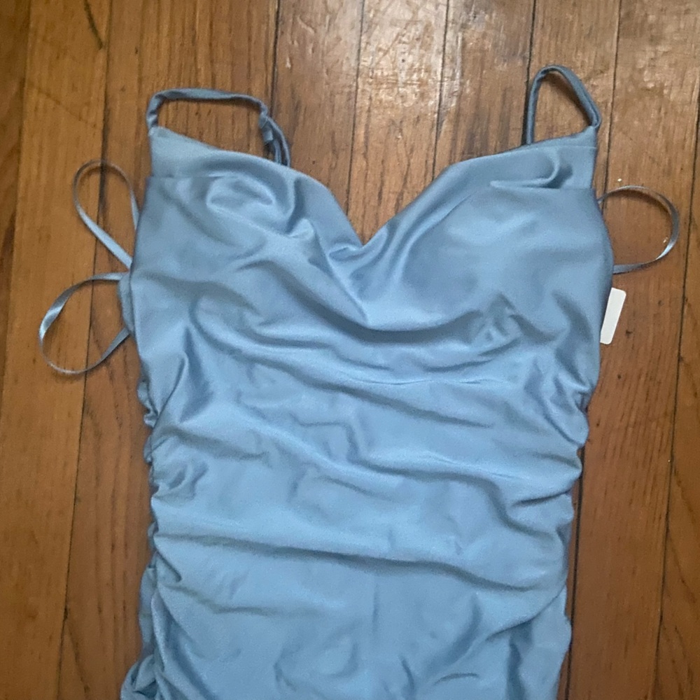 Unworn Windsor blue prom satin mermaid dress